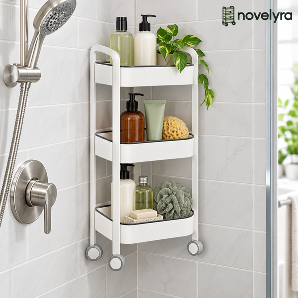 Novelvra 3-Tier Rolling Shower Storage Caddy