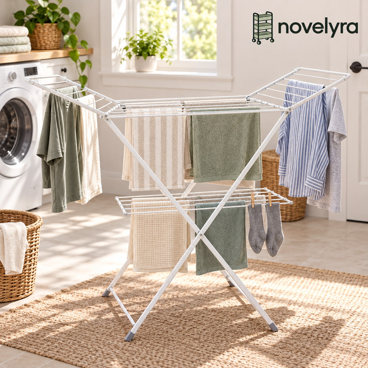 Novelvra foldable clothes drying rack